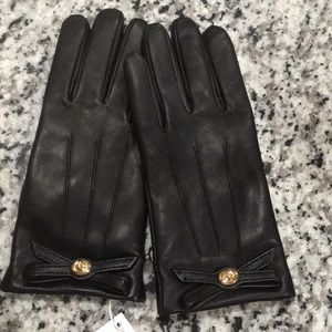 NWT black leather coach gloves